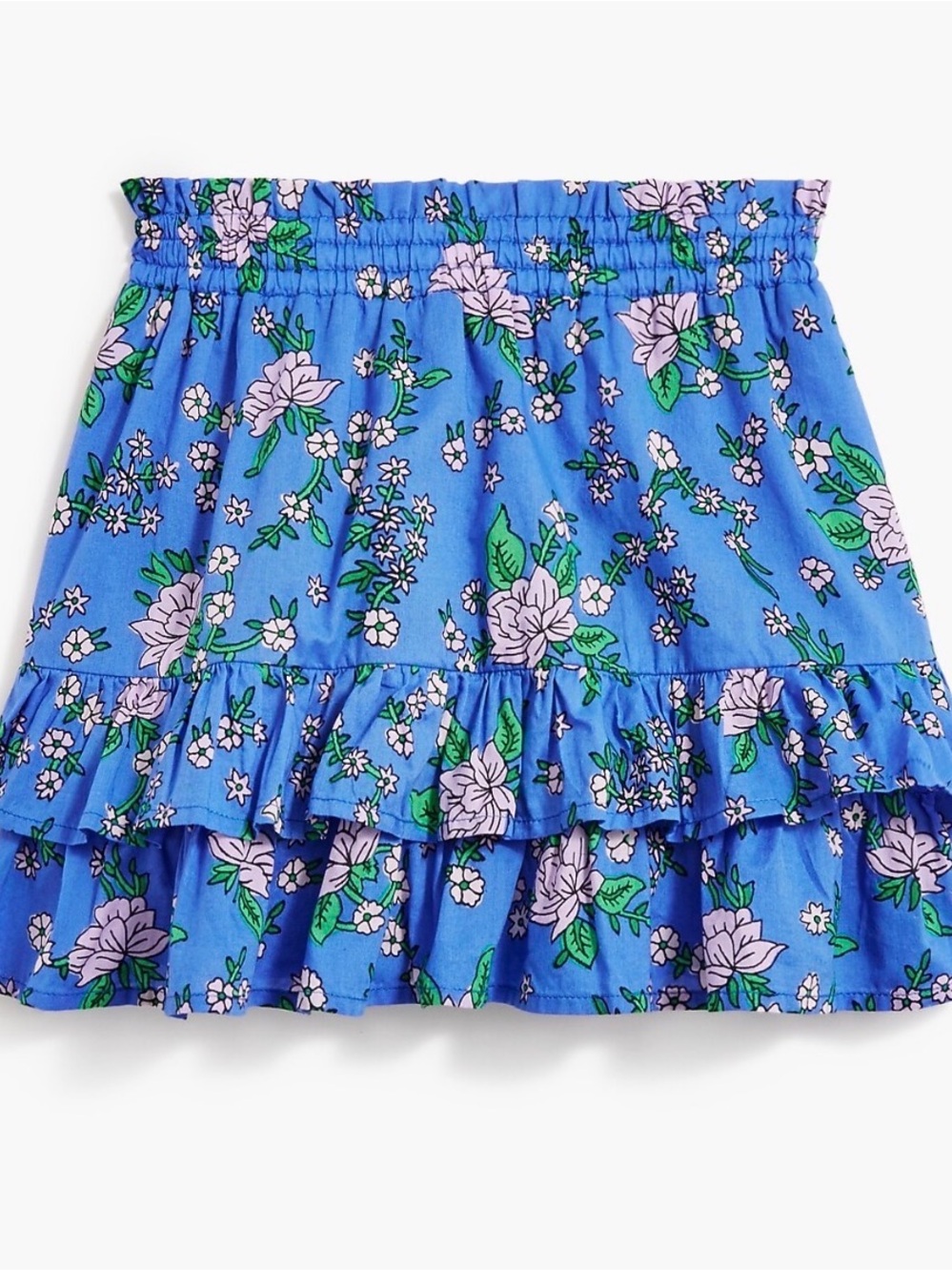 J. Crew Factory Blue Floral Tiered Skirt with Lavender Flowers (Girls)